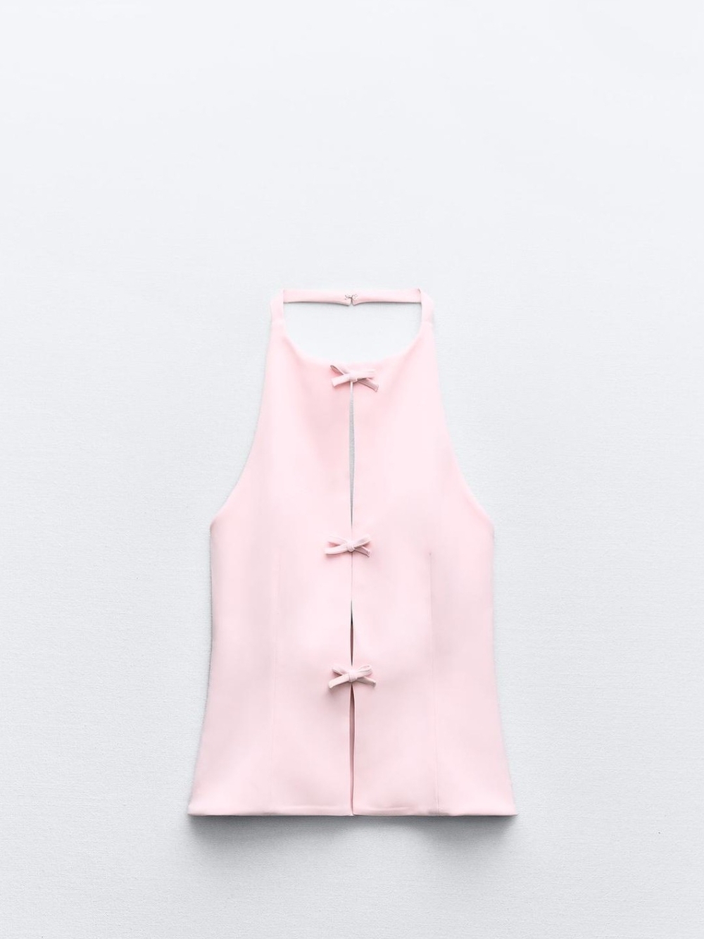 Zara Pastel Pink Bow-Front Halter Top